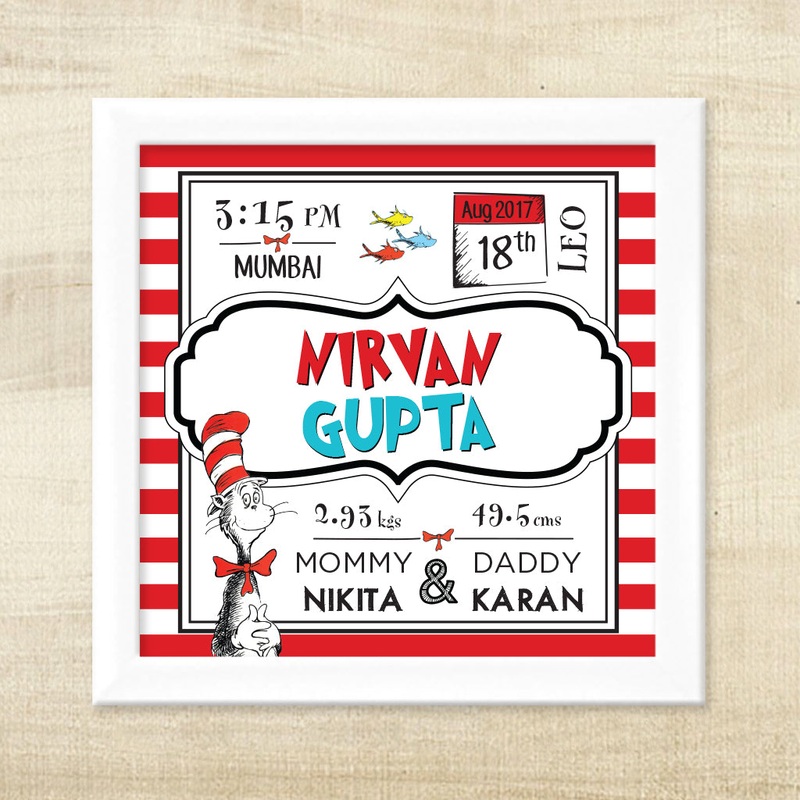 Birth Memory Frame – Cat In The Hat
