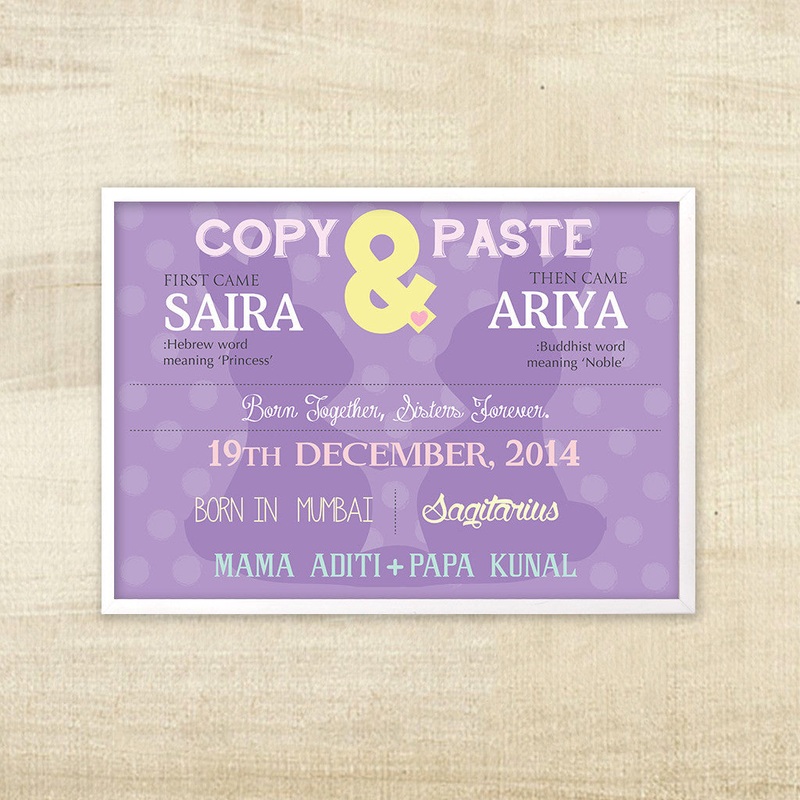 Birth Statistics Frame for Twin Girls – Copy & Paste
