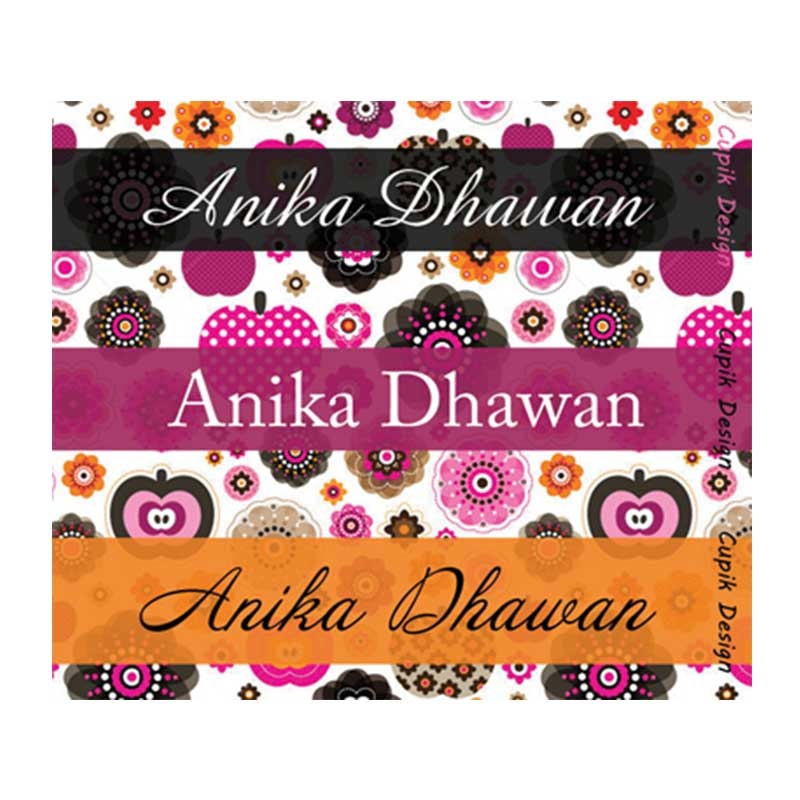Personalised Pink & Black Floral Waterproof Stickers – Rectangular