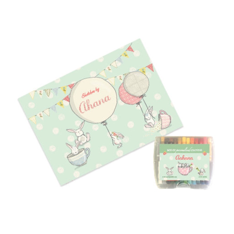 Personalised Sketch Book & Crayon Set – Bunny