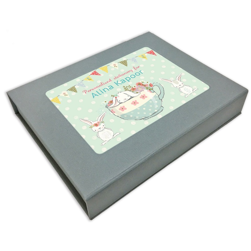 Personalized Stationery Gift Set – Bunny, Set of 24 or 48