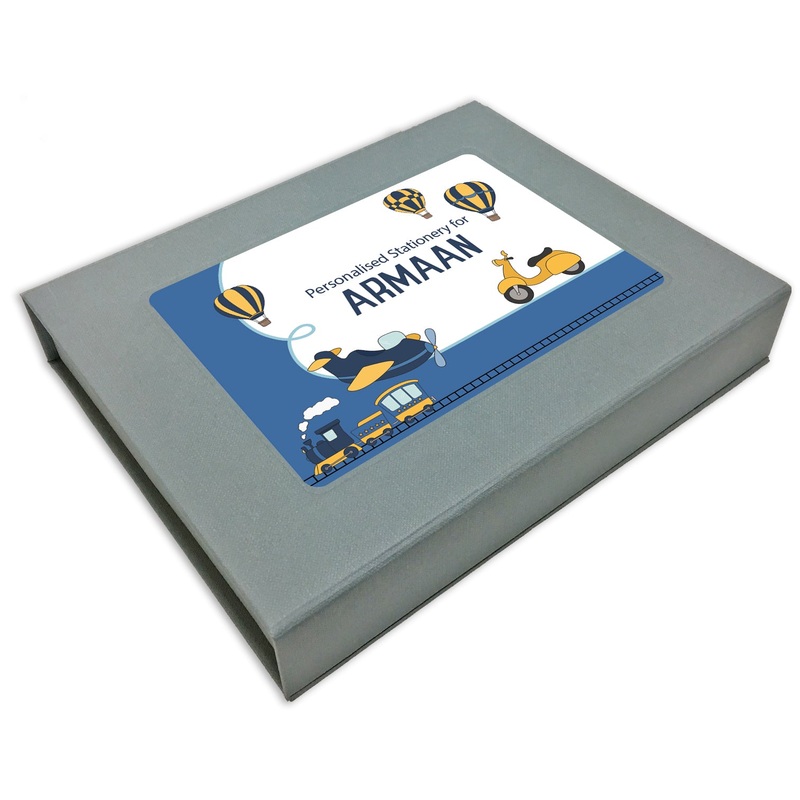 Personalized Stationery Gift Set – Transport, Set of 24 or 48