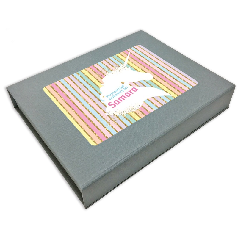 Personalized Stationery Gift Set – Unicorn Glitter, Set of 24 or 48