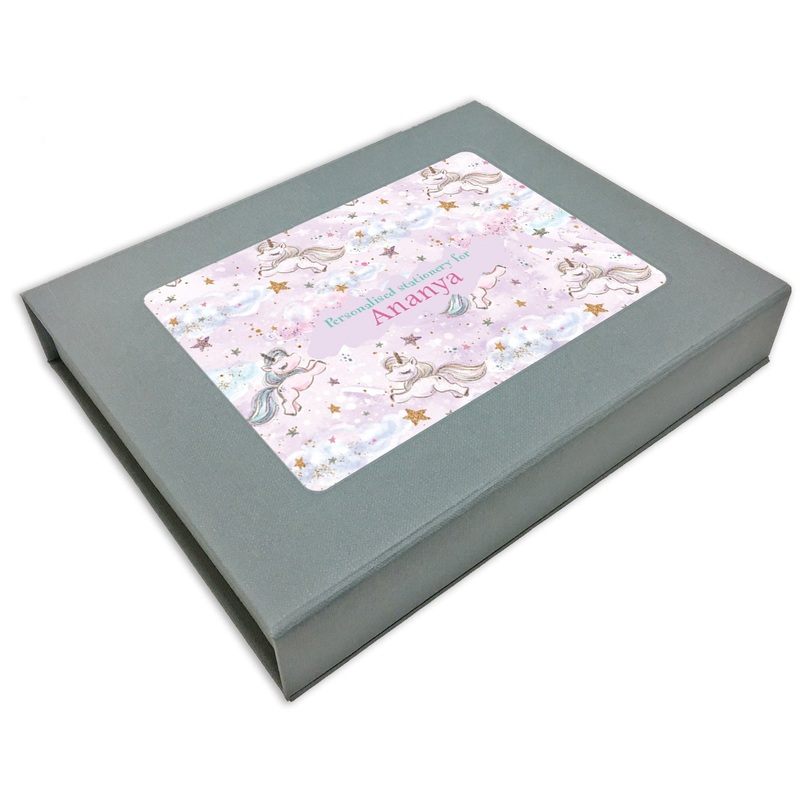 Personalized Stationery Gift Set – Unicorn, Set of 24 or 48