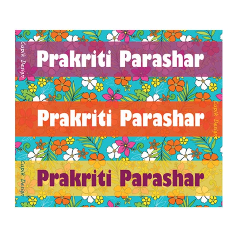 Personalised Blue Floral Waterproof Stickers – Rectangular