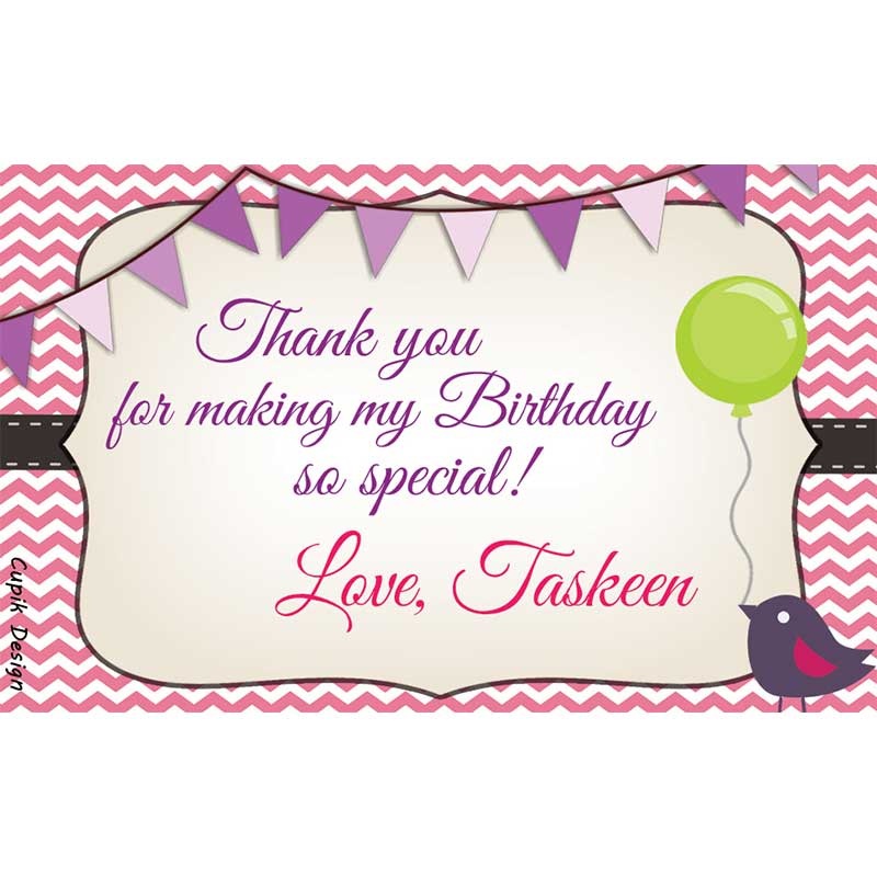 Personalised Chevron Return Gift Labels – Set of 20