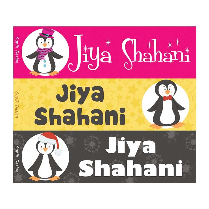 Personalised Penguins Waterproof Stickers – Rectangular