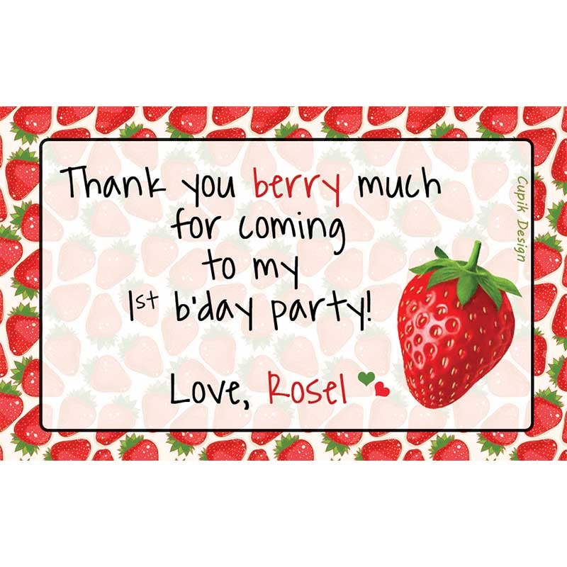 Personalised Strawberry Return Gift Labels – Set of 20
