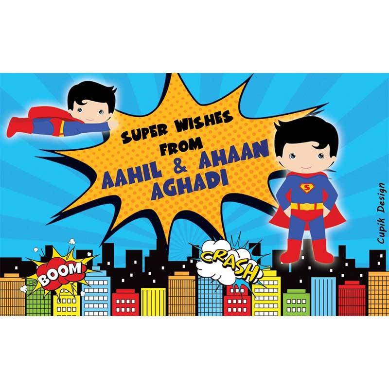Personalised Superboy Return Gift Labels – Set of 20