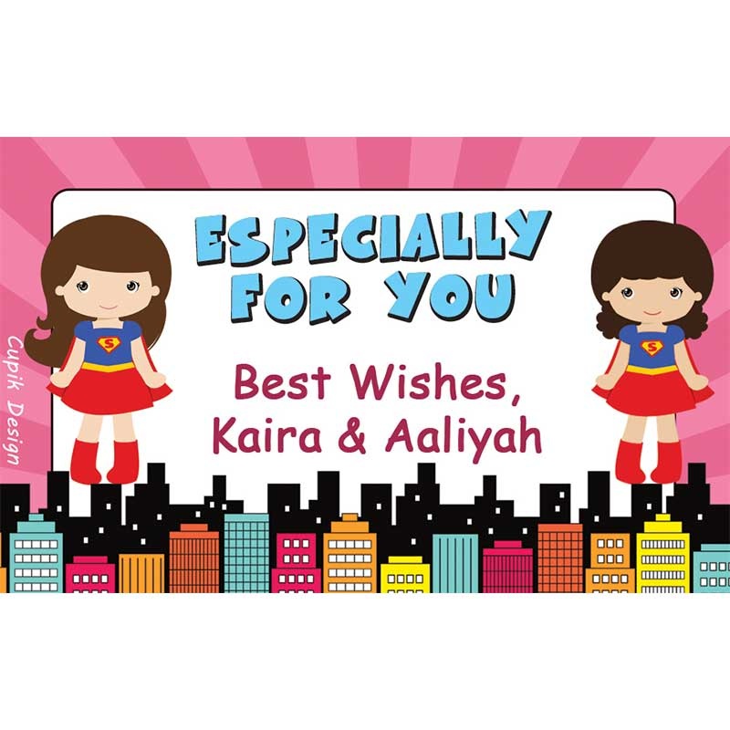 Personalised Supergirl Return Gift Labels – Set of 20