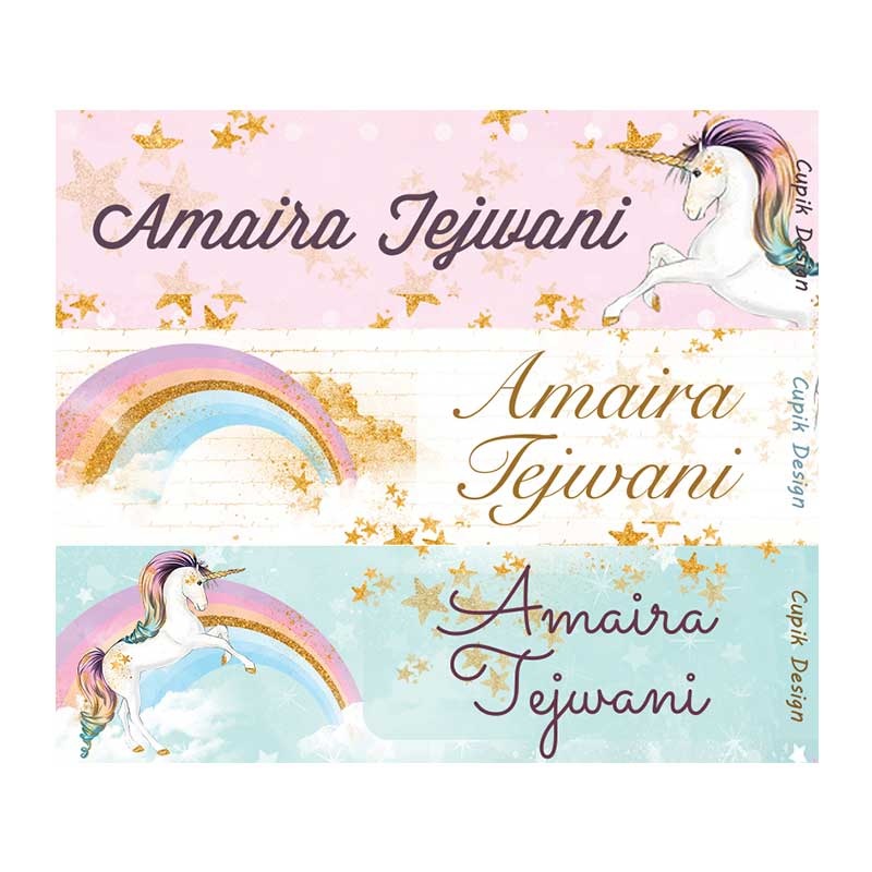 Personalised Unicorn Waterproof Stickers – Rectangular