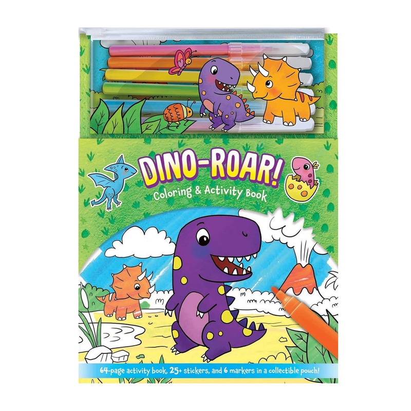 Dino-Roar! Coloring & Activity Book (with Color Markers Pouch)