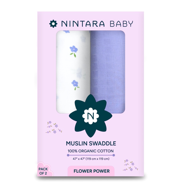Extra-Large Swaddle – 100% Organic Premium Muslin Cotton, 47 x 47 (119 cm x 119 cm), Ultra-Soft, Breathable & Lightweight, Unisex, Hypoallergenic, Gifts for Newborn Babies, Pack of 2/3