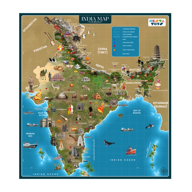 India Map Puzzle For Kids (64 Pcs)