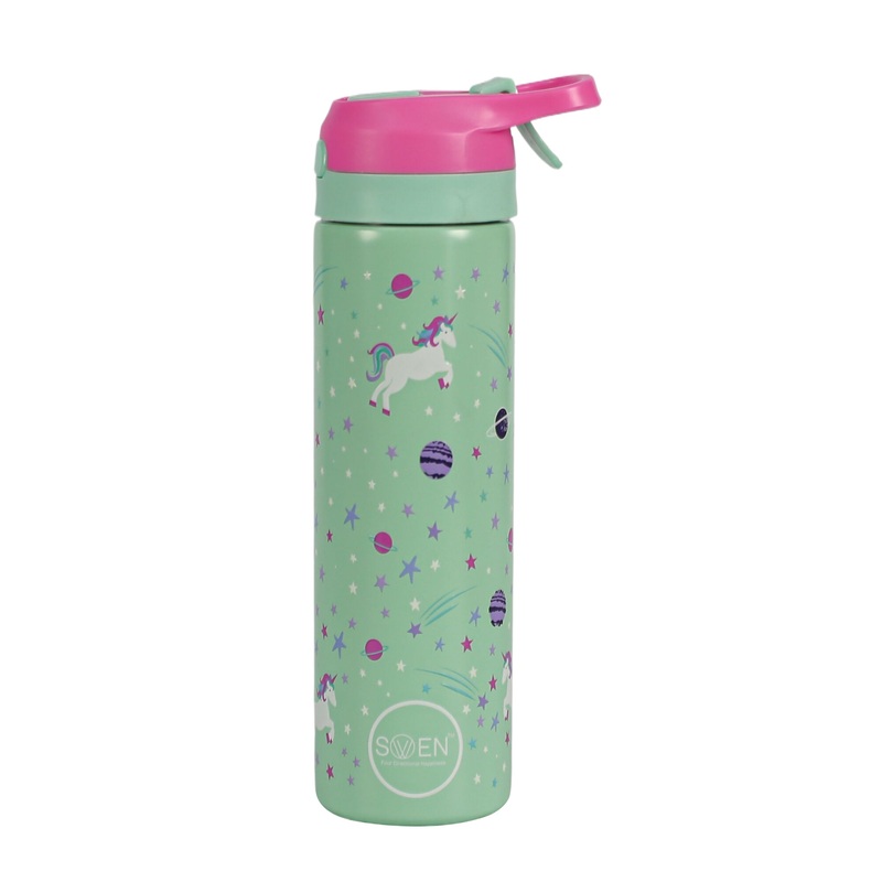 Insulated Stainless Steel Unicorn Theme Mist Bottle, Sea Green Color – 540ml