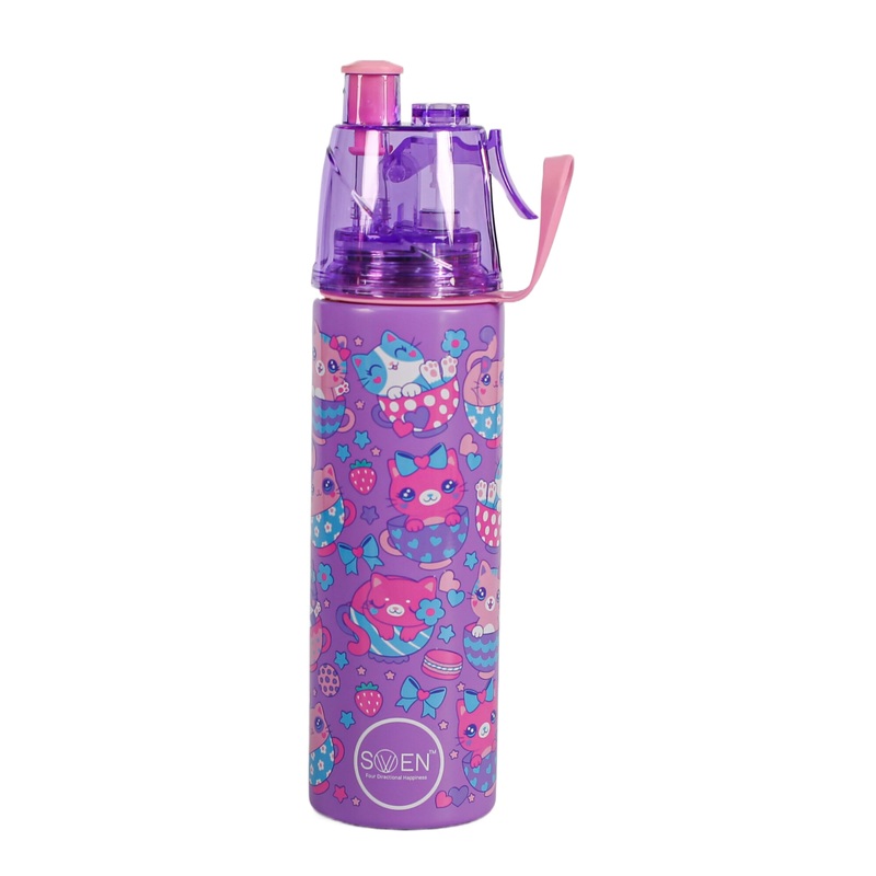Swen Insulated Stainless Steel Kitty Theme Mist Bottle, Purple Color – 490ml