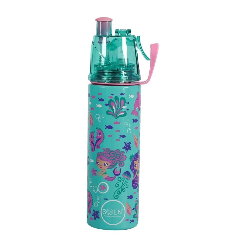 Swen Insulated Stainless Steel Mermaid Theme Mist Bottle, Sea Green Color – 490ml