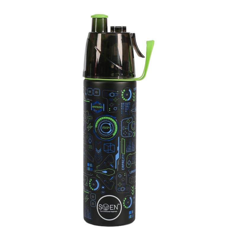 Swen Insulated Stainless Steel Tech Theme Mist Bottle, Blue Color – 490ml