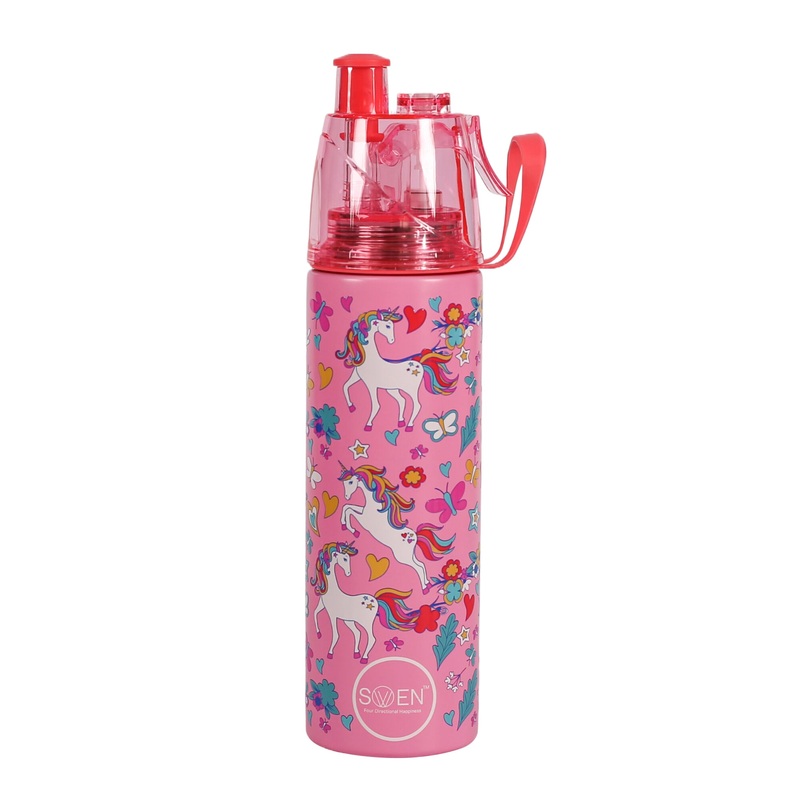 Swen Insulated Stainless Steel Unicorn Theme Mist Bottle, Pink Color – 490ml