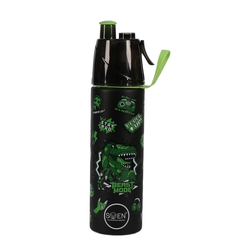 Swen Insulated Stainless Steel Video Game Theme Mist Bottle, Black Color – 490ml
