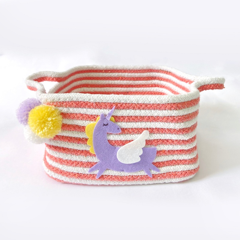 Coral & White Striped Basket – Little Unicorn