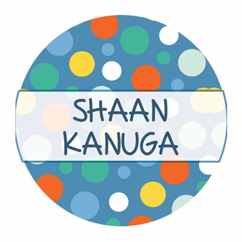 Personalise Colourful Polka Waterproof Stickers (Round)