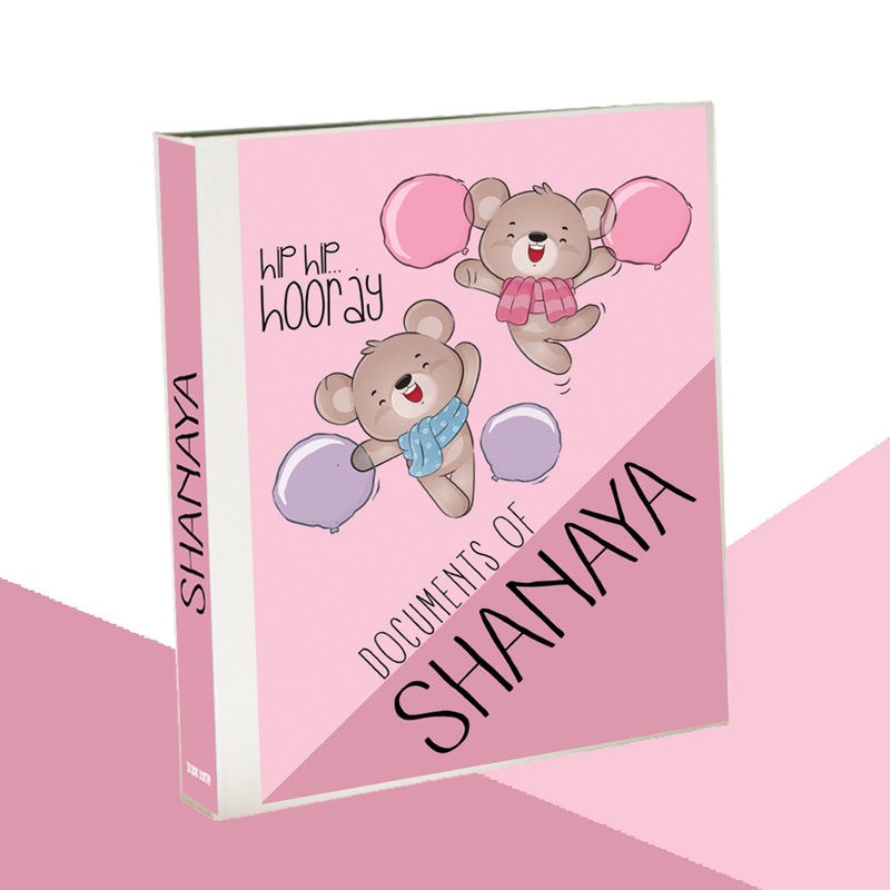 Personalised Binder – Dancing Bears-Pink