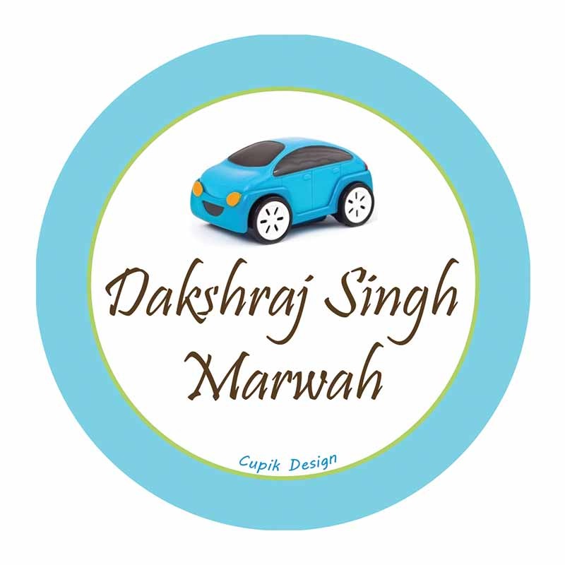 Personalised Blue Car Waterproof Stickers (Round)