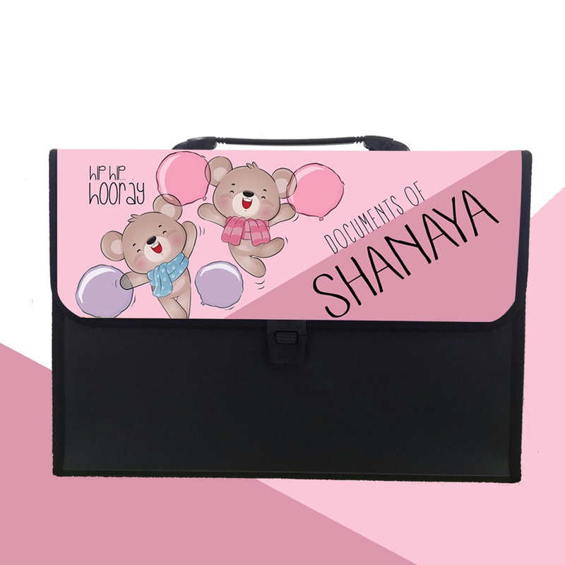 Personalised Folder – Dancing Bears- Pink