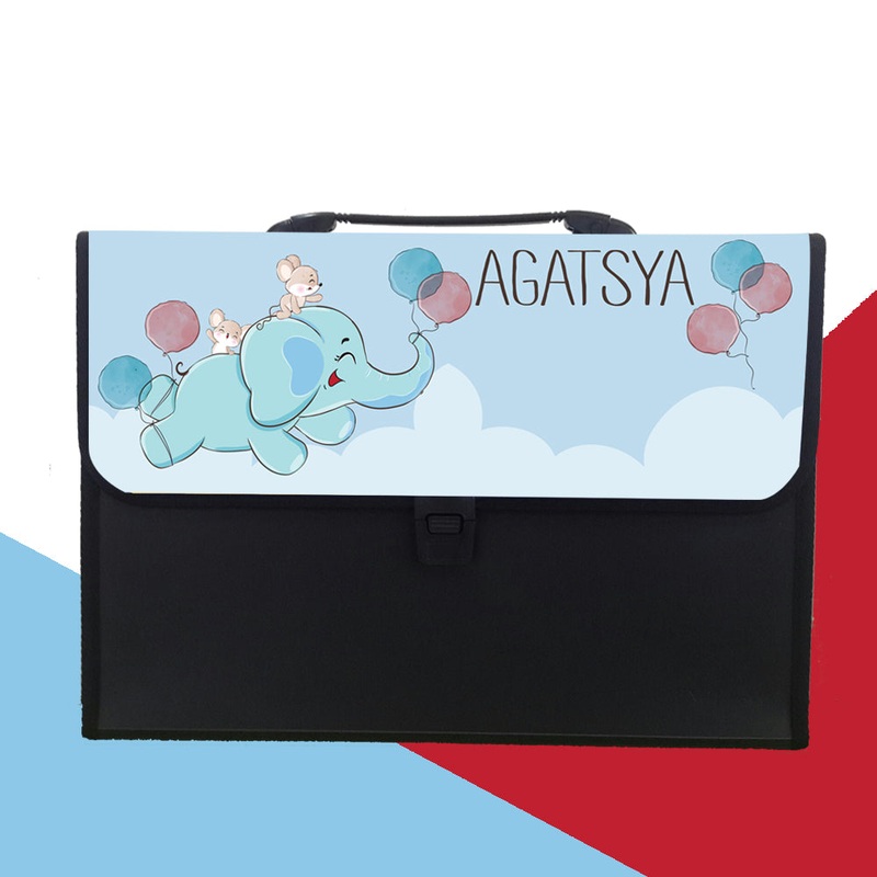 Personalised Folder – Elephant -Blue