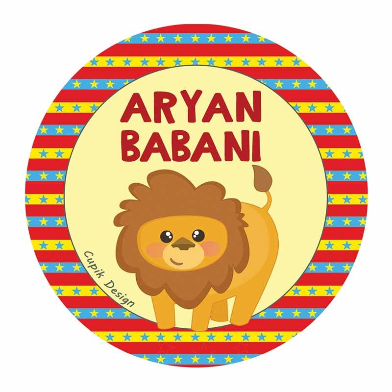 Personalised Lion Waterproof Stickers (Round)