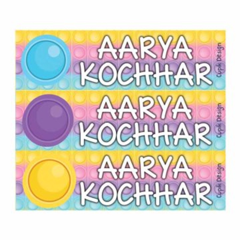 Personalised Pop it Pastel Name Stickers