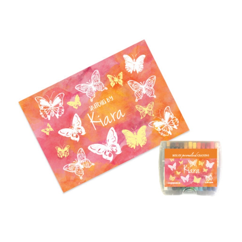 Personalised Sketch Book & Crayon Set – Butterfly