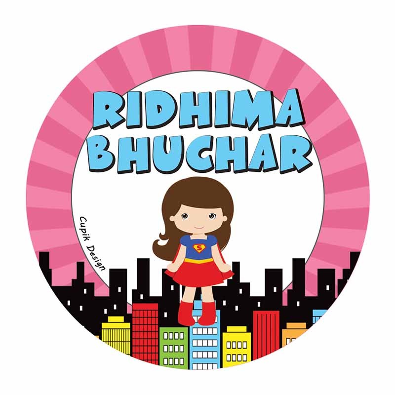 Personalised Supergirl Waterproof Stickers (Round)