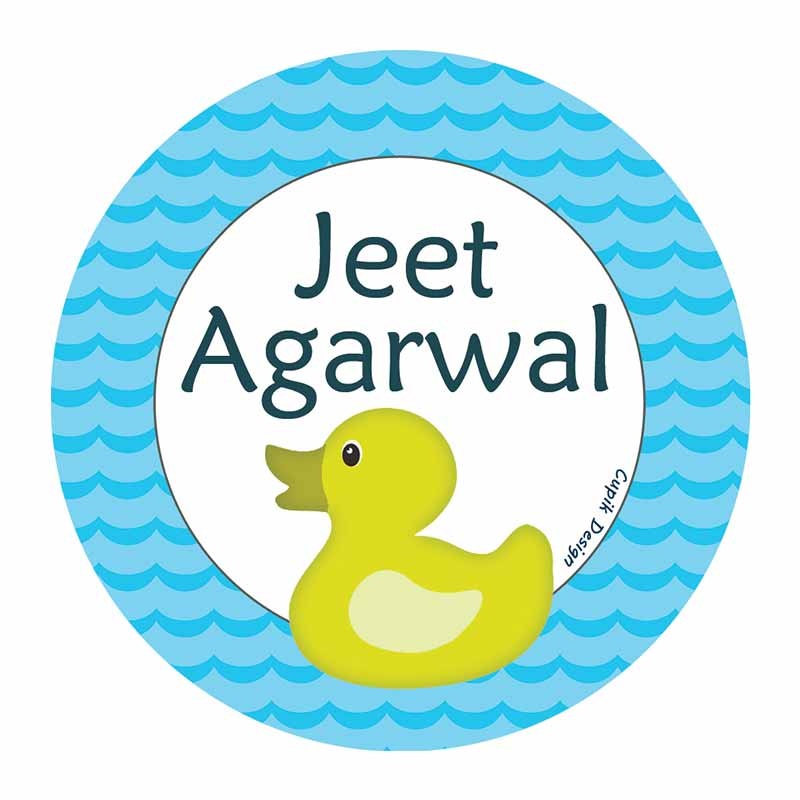 Personalised Yellow Ducky Waterproof Stickers (Round)