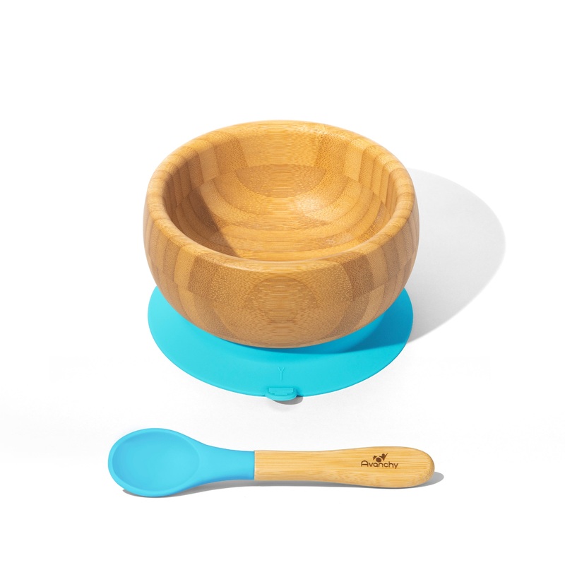 Avanchy Bamboo Baby Bowl & Spoon – Blue