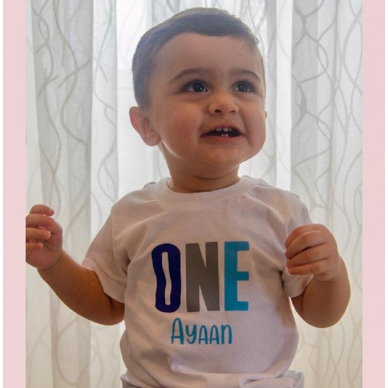 Colorful One With Name First Birthday White Tshirt
