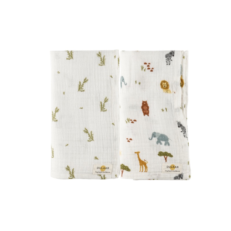 Dulaar Organic Muslin Swaddle (Set of 2) – Green Zen + Squad Goals
