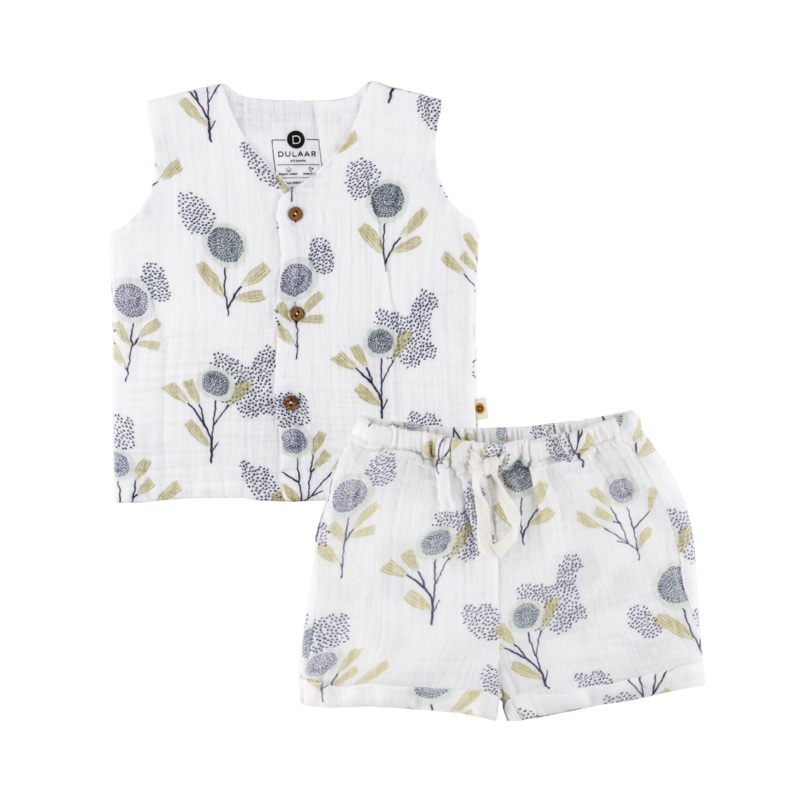 Dulaar Organic Muslin Vest & Shorts Set – The Sparrow And Flower