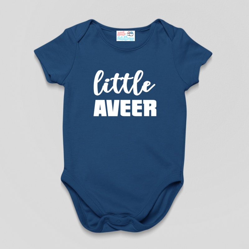 Little Baby Name Onesie – Navy Blue/Red