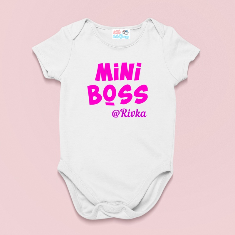 Mini Boss Baby Name White Onesie