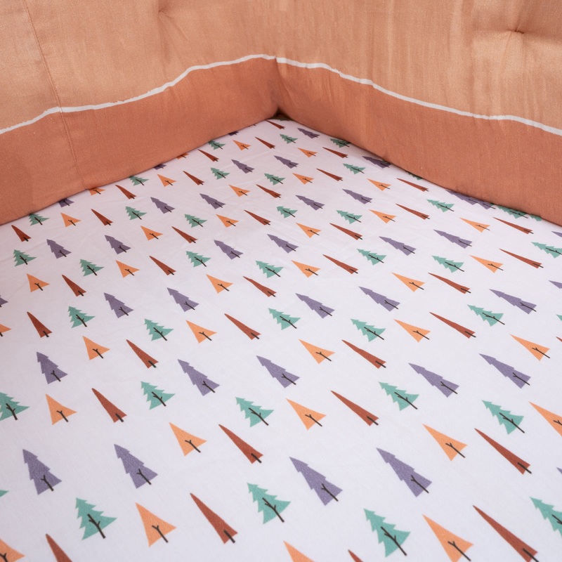 Tiny Snooze Organic Fitted Cot Sheet- Trees