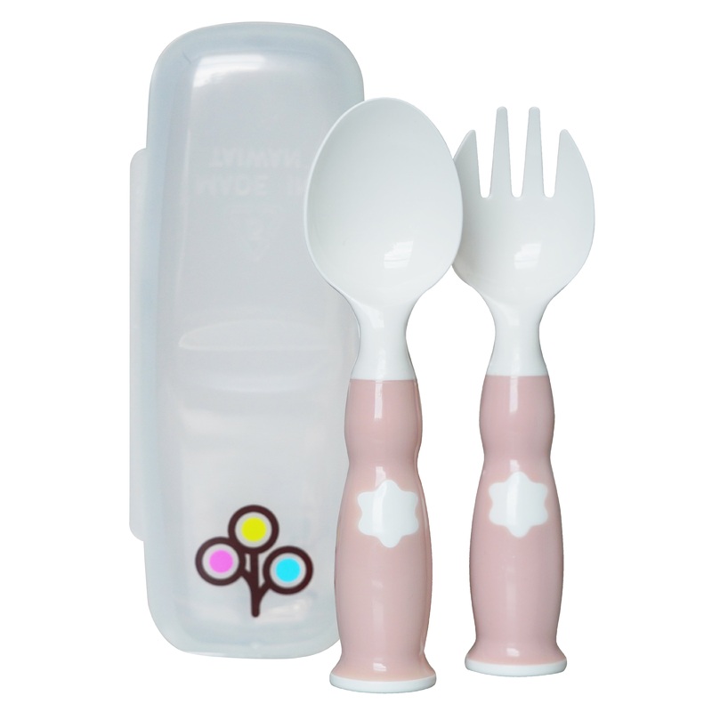 ZoLi Ergonomic Fork & Spoon Set with Travel Case – Blush