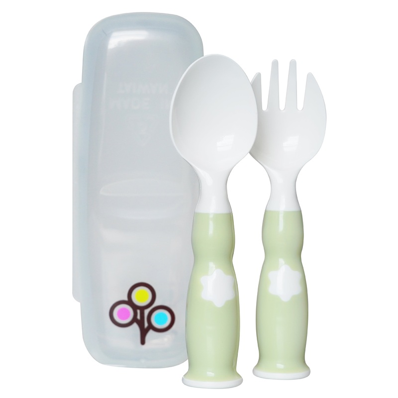 ZoLi Ergonomic Fork & Spoon Set with Travel Case – Green