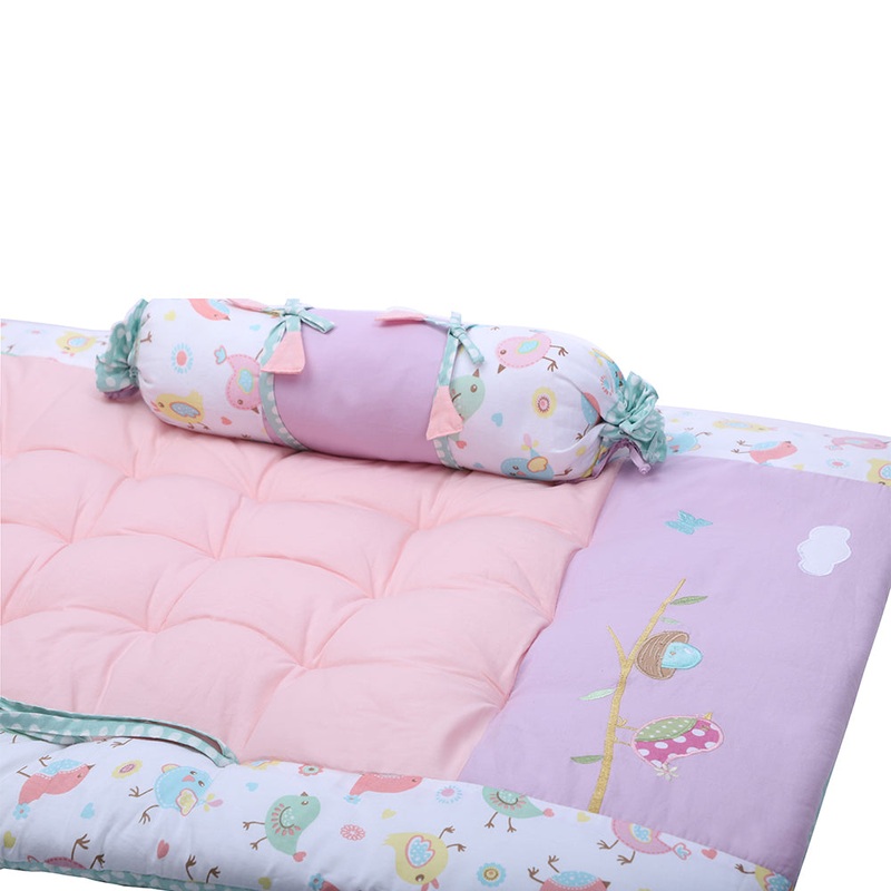 Abracadabra Cotton Bedding/Gadda Set Chirpy Bird Theme – Peach
