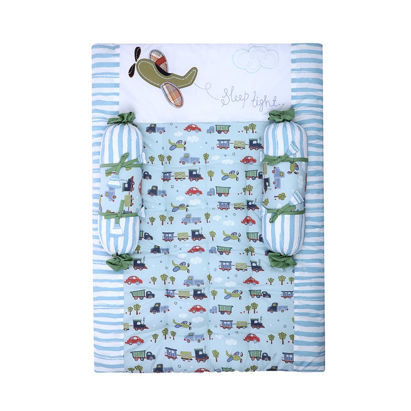Abracadabra Cotton Bedding/Gadda Set Transport Theme – Sky Blue