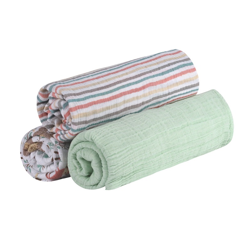 Abracadabra Cotton Muslin Swaddle For Newborns Pack of 3 (Bambi & Friends) – Multicolor