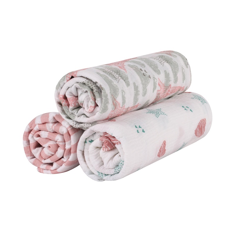 Abracadabra Cotton Muslin Swaddle for Newborns Pack of 3 (Eiffel Tower) – Pink