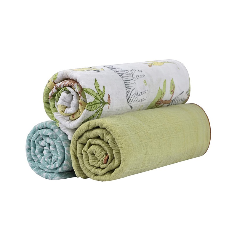 Abracadabra Cotton Muslin Swaddle For Newborns Pack of 3 (Savanna) – Green