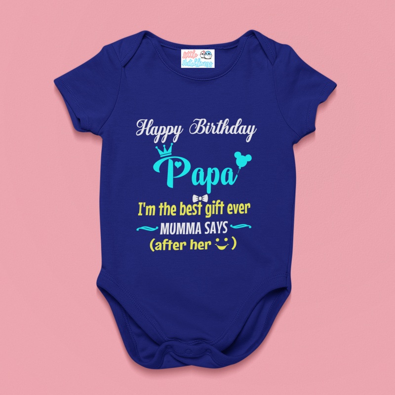 Happy Birthday Papa – Best Gift Ever – Navy Blue Onesie